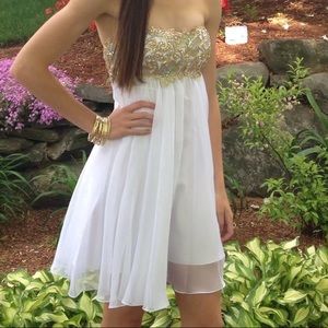 White and gold formal dress